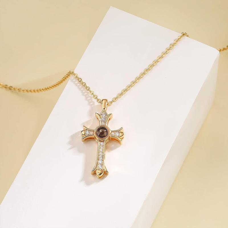 Projection Bible Verse Cross Necklace