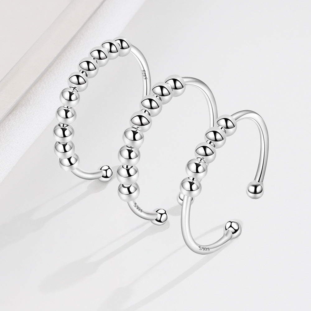 925 Sterling Silver Bead Sliding Worry Ring