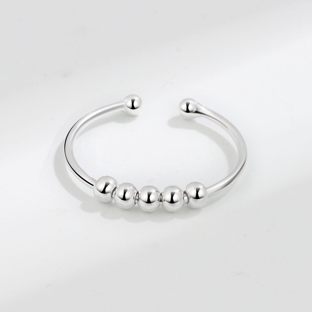 925 Sterling Silver Bead Sliding Worry Ring