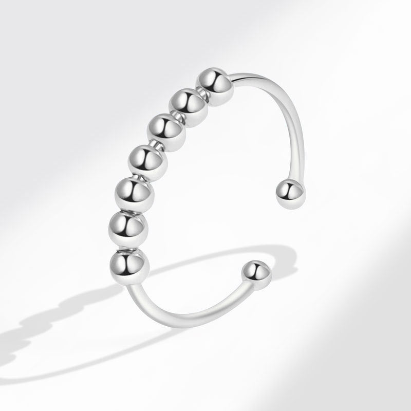925 Sterling Silver Bead Sliding Worry Ring