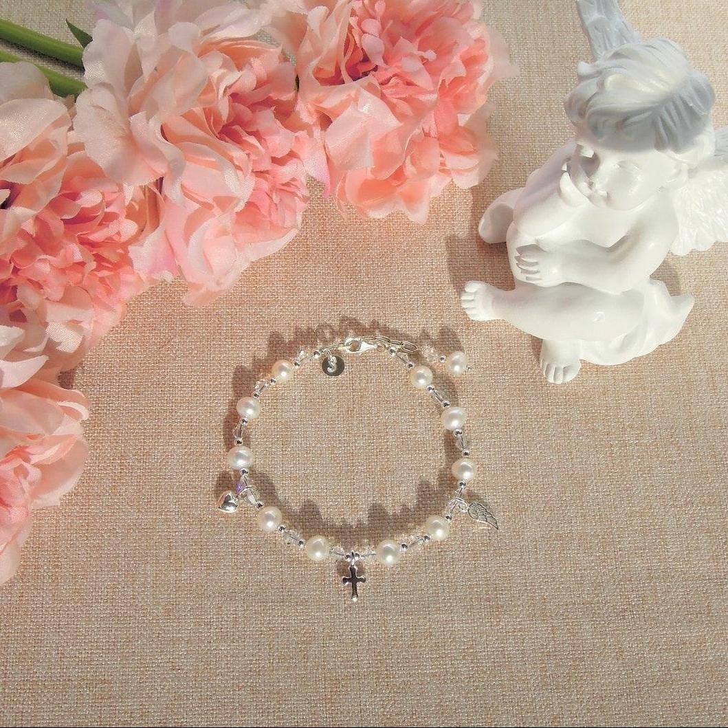 Freshwater Pearl Bracelet with Cross