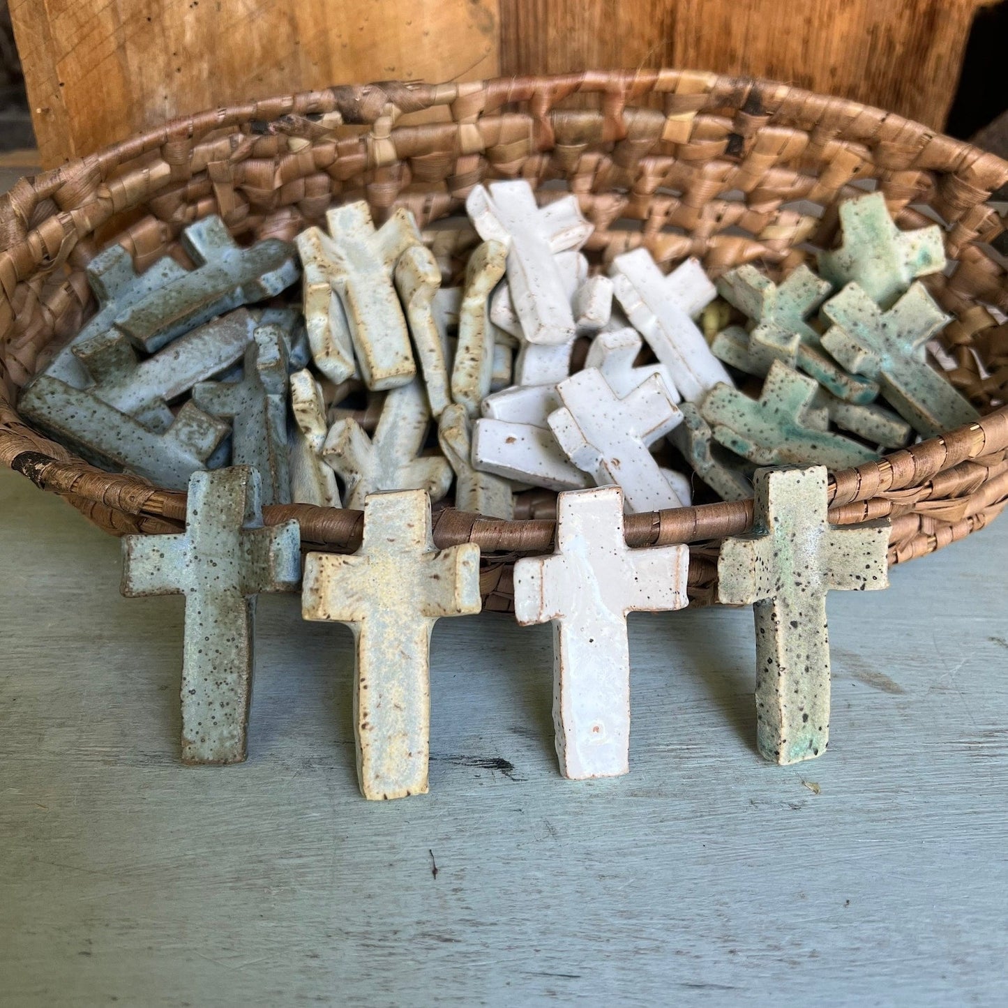 Handmade Ceramic Thumbprint Cross - Comforting Prayer Tool