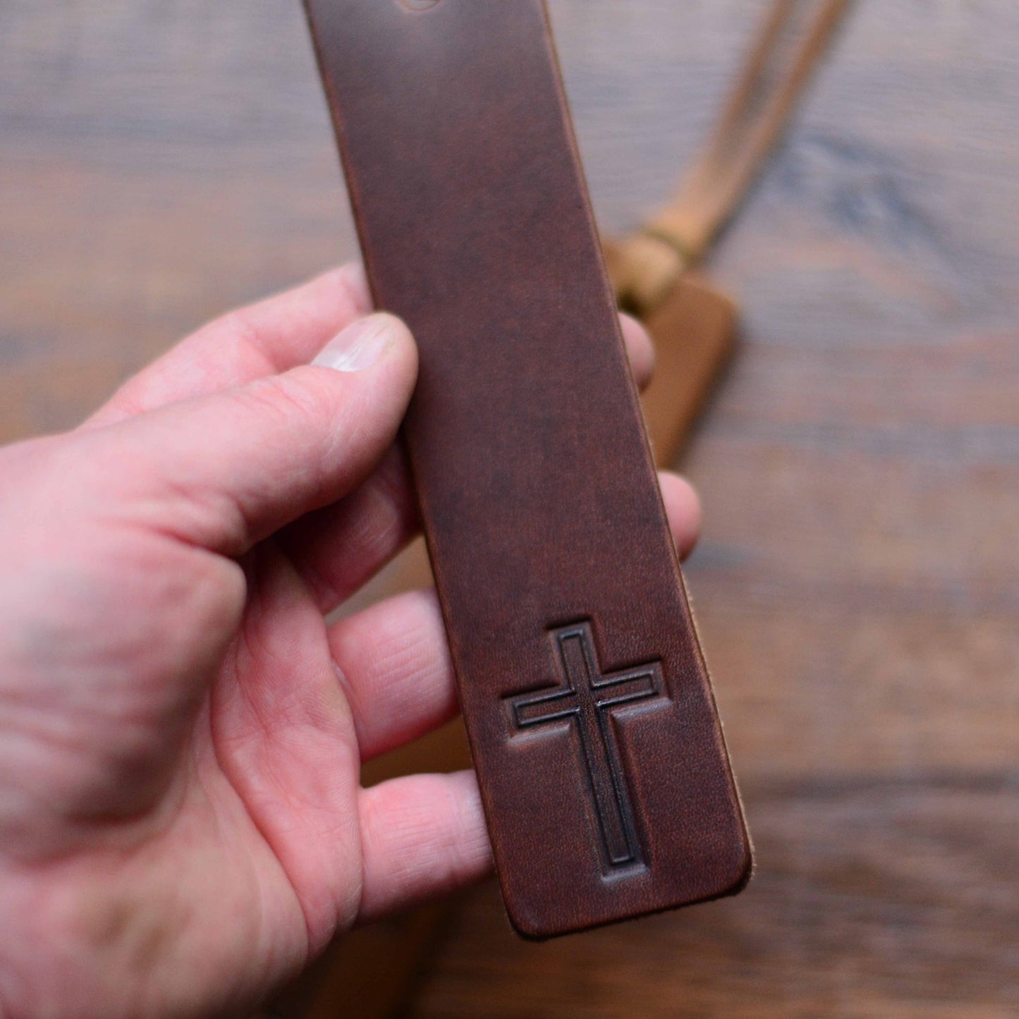 Handcrafted Leather Cross Bookmark