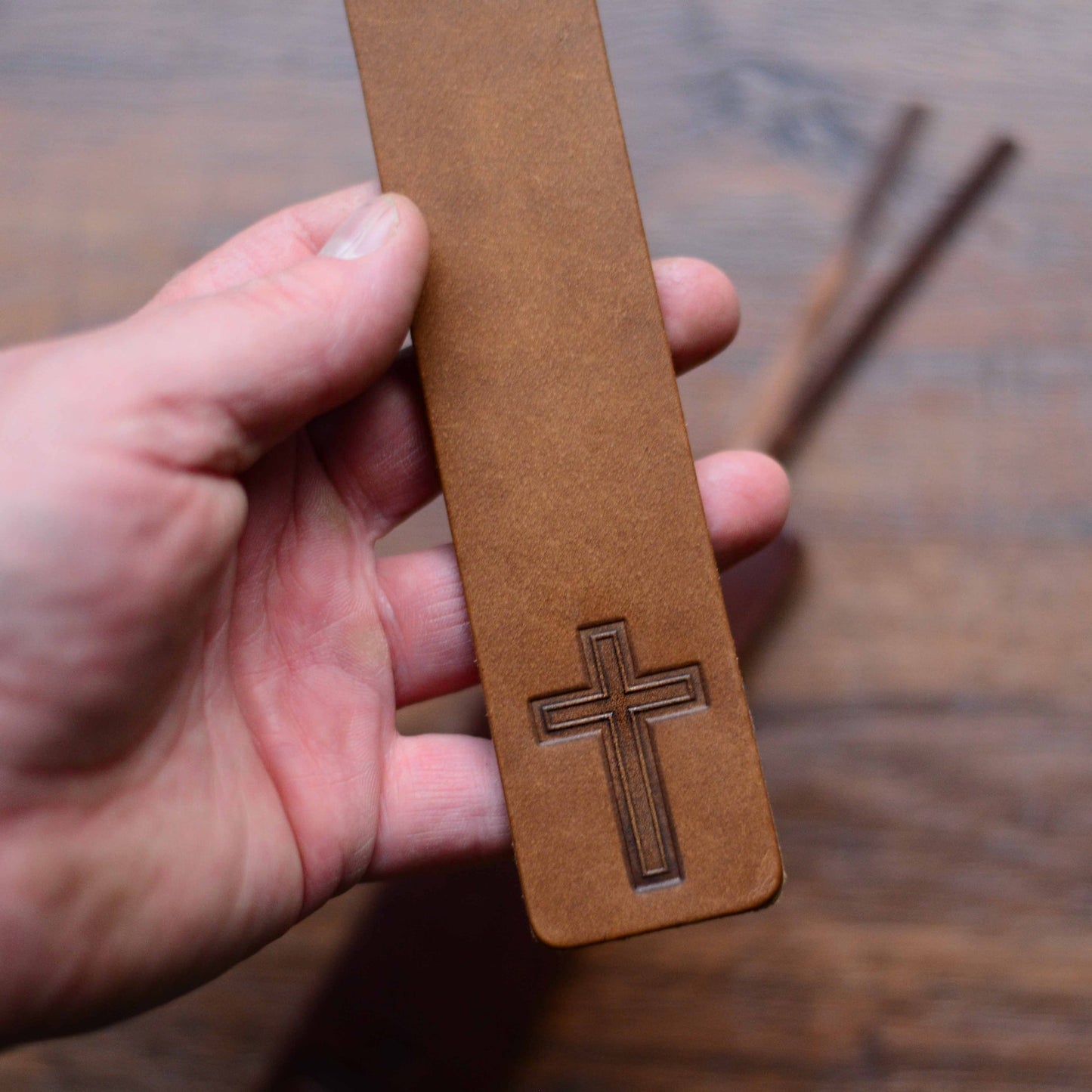 Handcrafted Leather Cross Bookmark