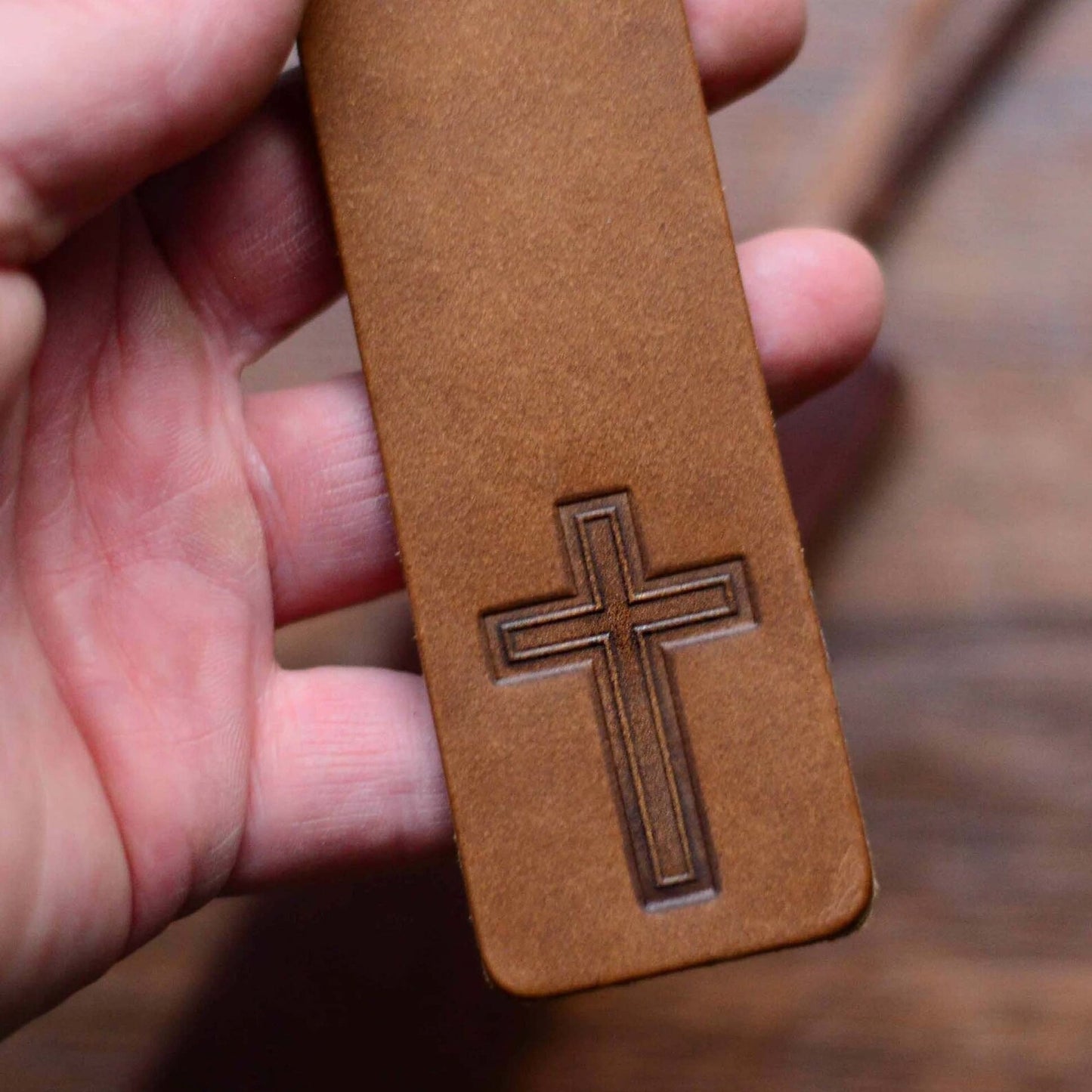 Handcrafted Leather Cross Bookmark