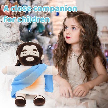 Jesus Plush Toy – Breathing, Soothing Stuffed Savior Doll, Heart of Jesus for Kids, Church, Sunday School, Easter Gift