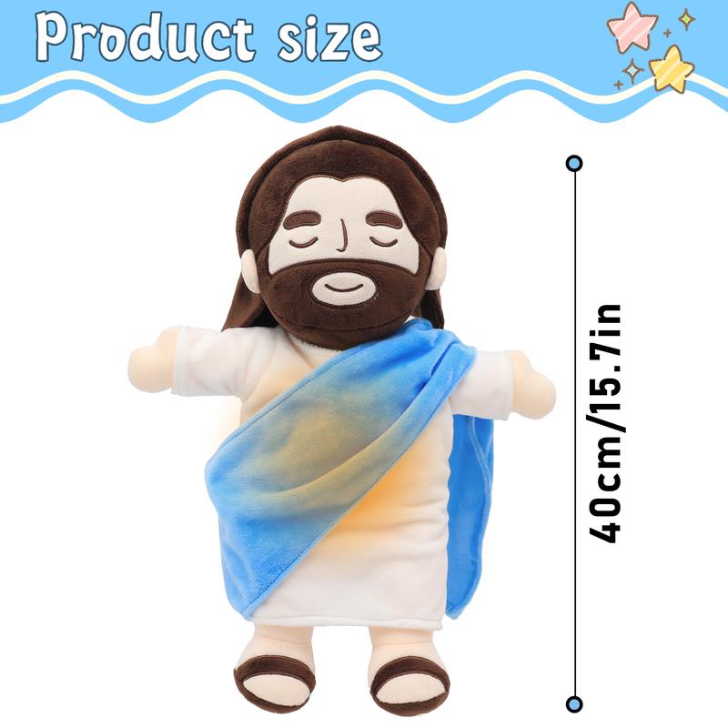 Jesus Plush Toy – Breathing, Soothing Stuffed Savior Doll, Heart of Jesus for Kids, Church, Sunday School, Easter Gift