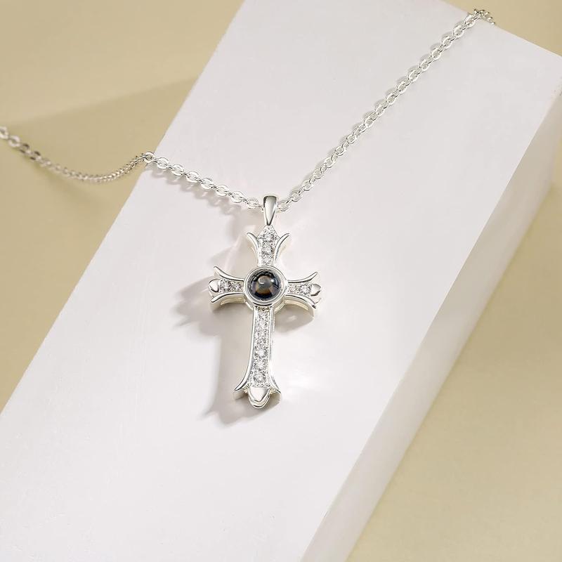 Projection Bible Verse Cross Necklace