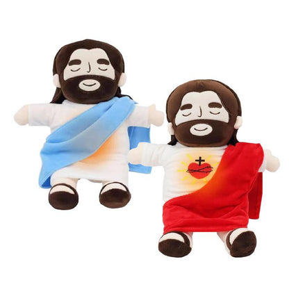 Jesus Plush Toy – Breathing, Soothing Stuffed Savior Doll, Heart of Jesus for Kids, Church, Sunday School, Easter Gift