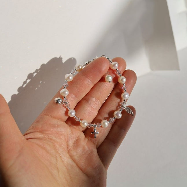 Freshwater Pearl Bracelet with Cross