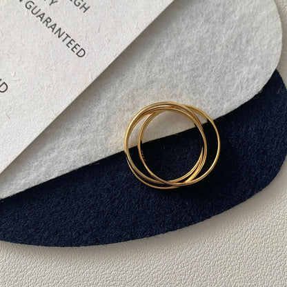 925 silver three-ring ring- 18K gold plating