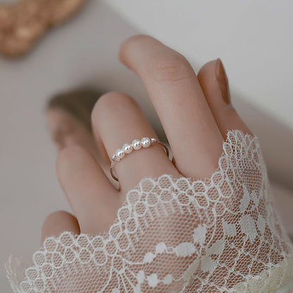 Pearl ring with adjustable pure silver and gold plating material