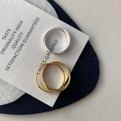 925 silver three-ring ring- 18K gold plating