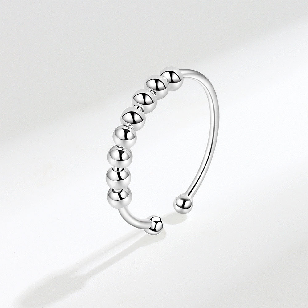 925 Sterling Silver Bead Sliding Worry Ring