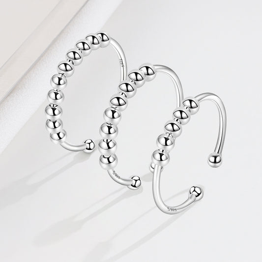 925 Sterling Silver Bead Sliding Worry Ring
