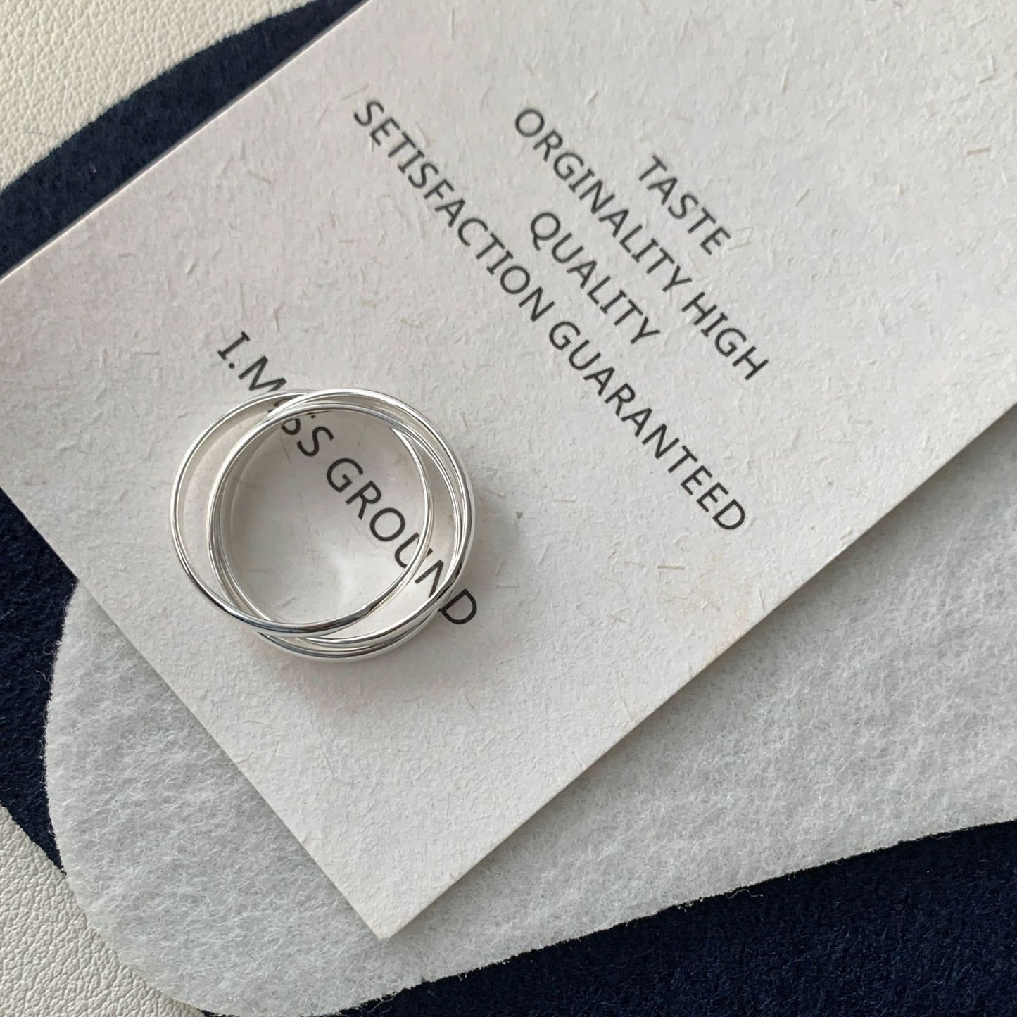 925 silver three-ring ring- 18K gold plating