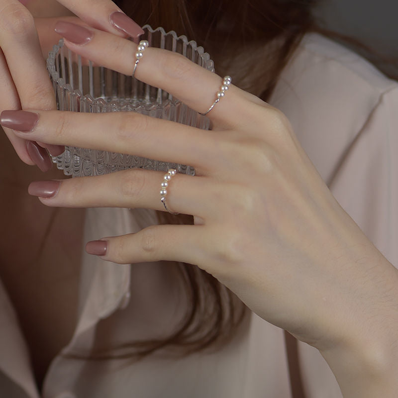 Pearl ring with adjustable pure silver and gold plating material