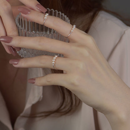 Pearl ring with adjustable pure silver and gold plating material