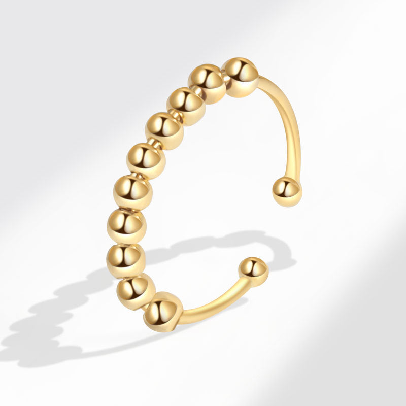 925 Sterling Silver Bead Sliding Worry Ring