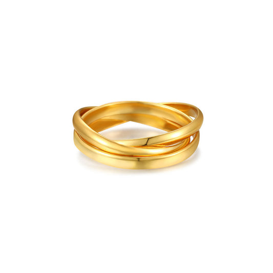 925 silver three-ring ring- 18K gold plating
