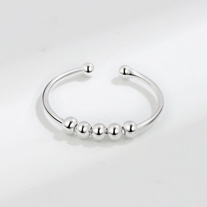 925 Sterling Silver Bead Sliding Worry Ring