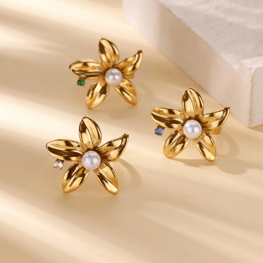 Flower Zircon Geometric Ring
