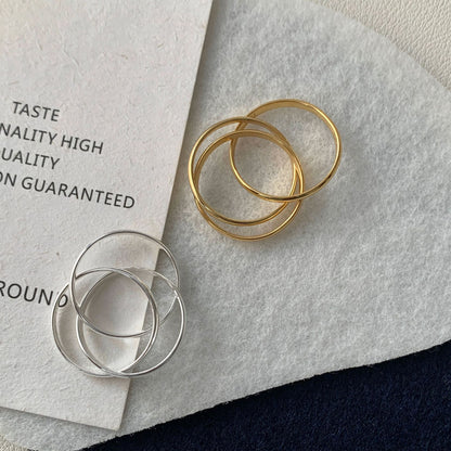 925 silver three-ring ring- 18K gold plating