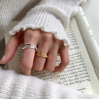 925 silver three-ring ring- 18K gold plating