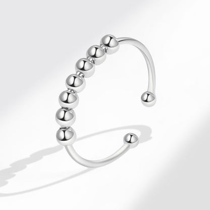 925 Sterling Silver Bead Sliding Worry Ring