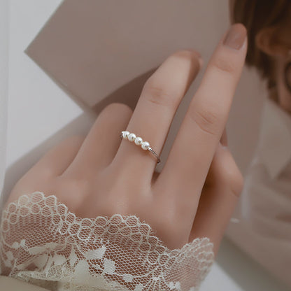 Pearl ring with adjustable pure silver and gold plating material