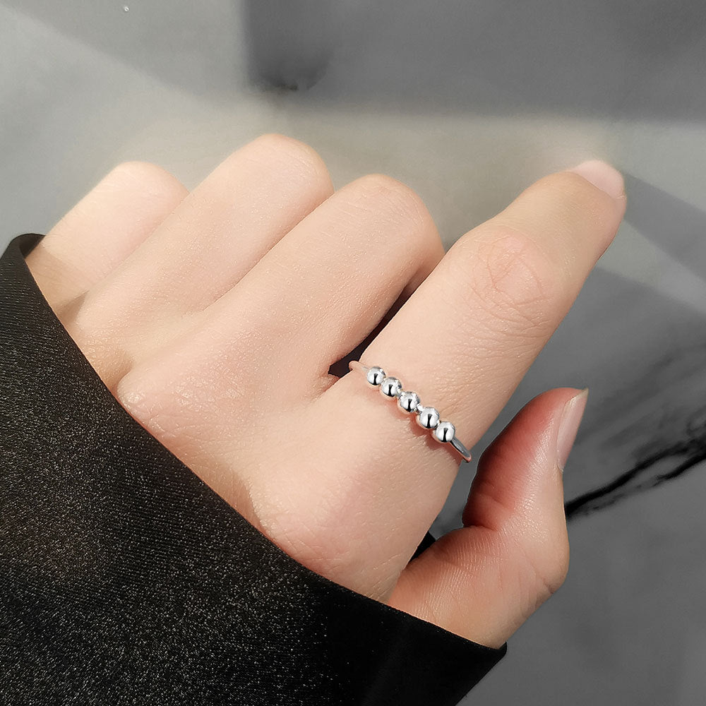925 Sterling Silver Bead Sliding Worry Ring
