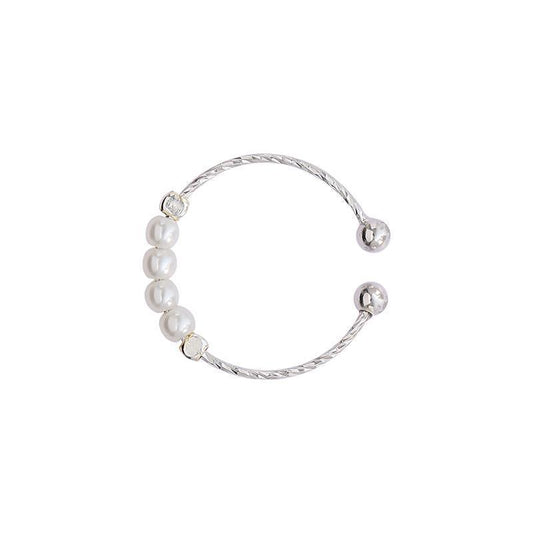 Pearl ring with adjustable pure silver and gold plating material