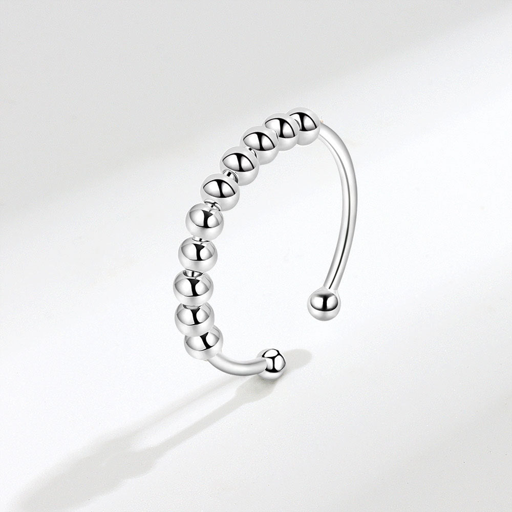 925 Sterling Silver Bead Sliding Worry Ring