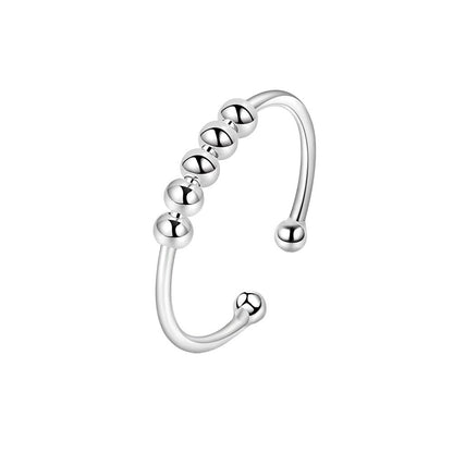 925 Sterling Silver Bead Sliding Worry Ring