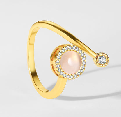 925 Sterling Silver Opal Spinner Worry Ring