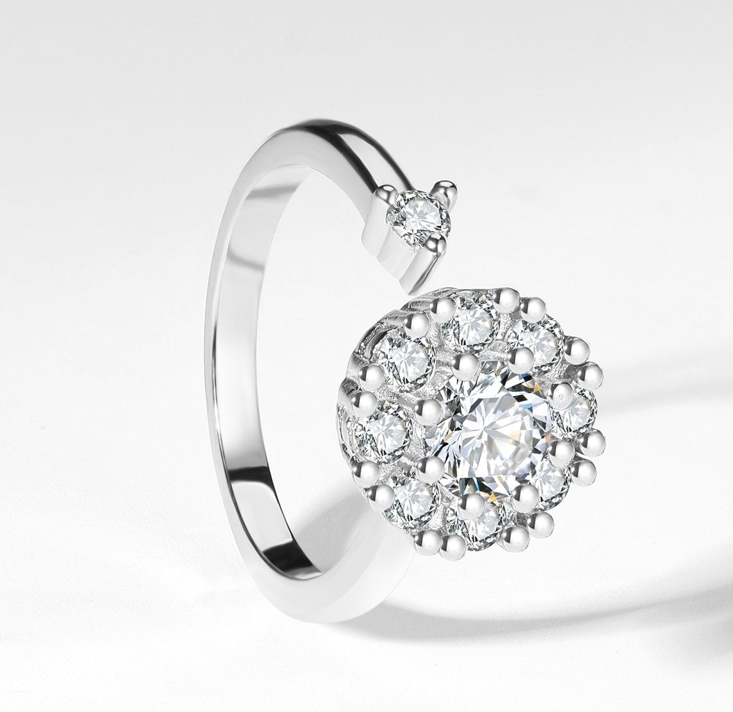 925 Sterling Silver Crystal Spinner Worry Ring