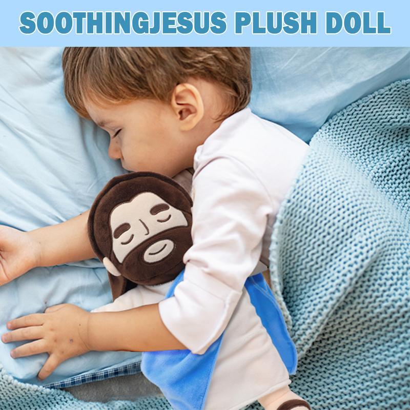 Jesus Plush Toy – Breathing, Soothing Stuffed Savior Doll, Heart of Jesus for Kids, Church, Sunday School, Easter Gift