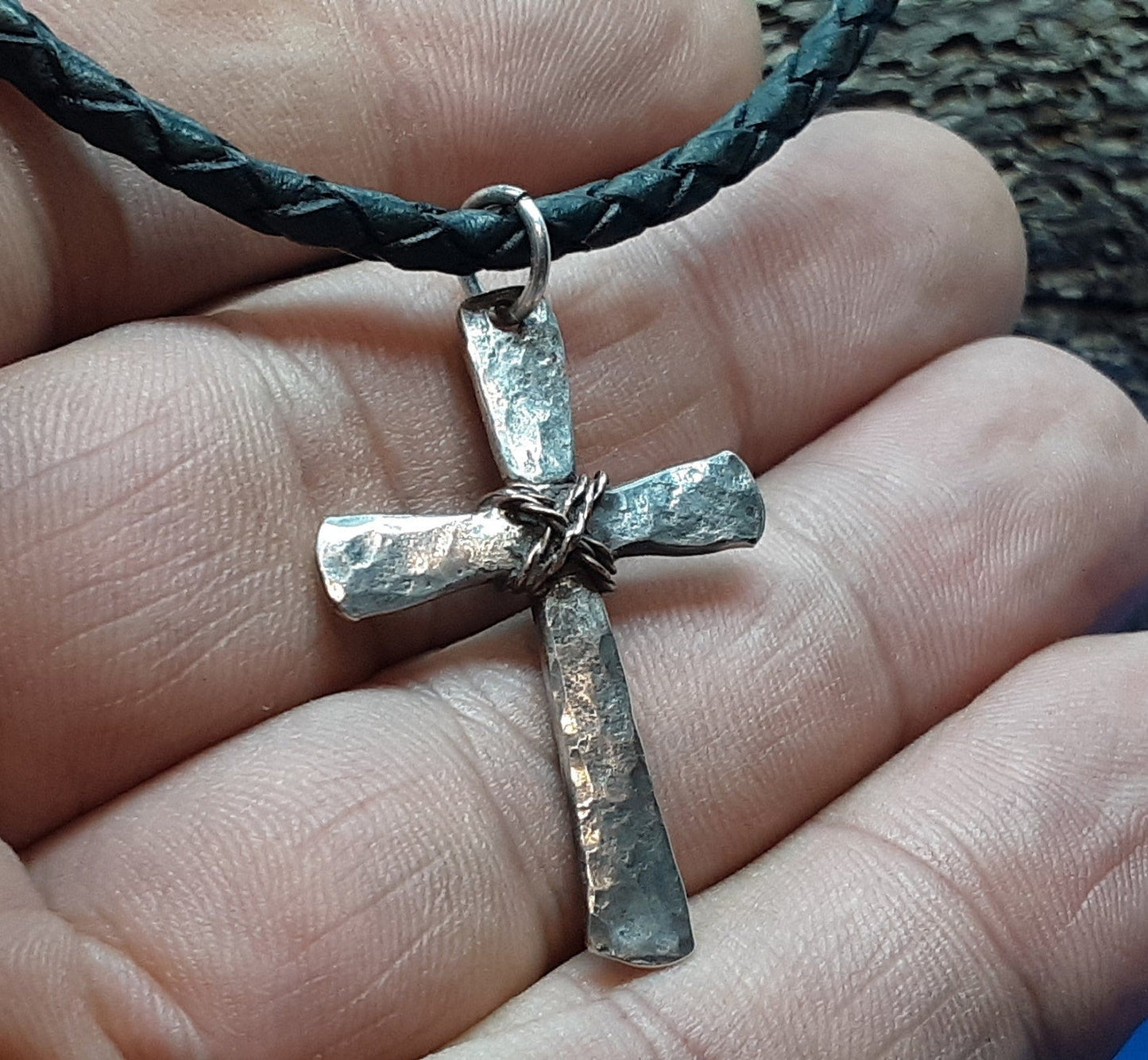 ✝️ 100% Handmade Hammered Silver Cross, Healing the Soul