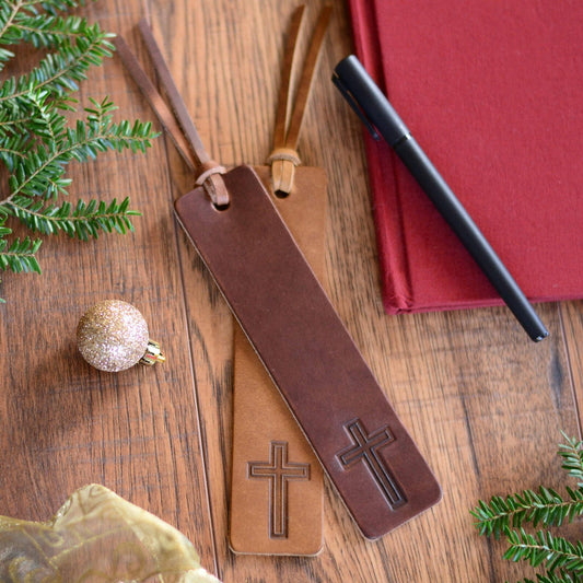 Handcrafted Leather Cross Bookmark