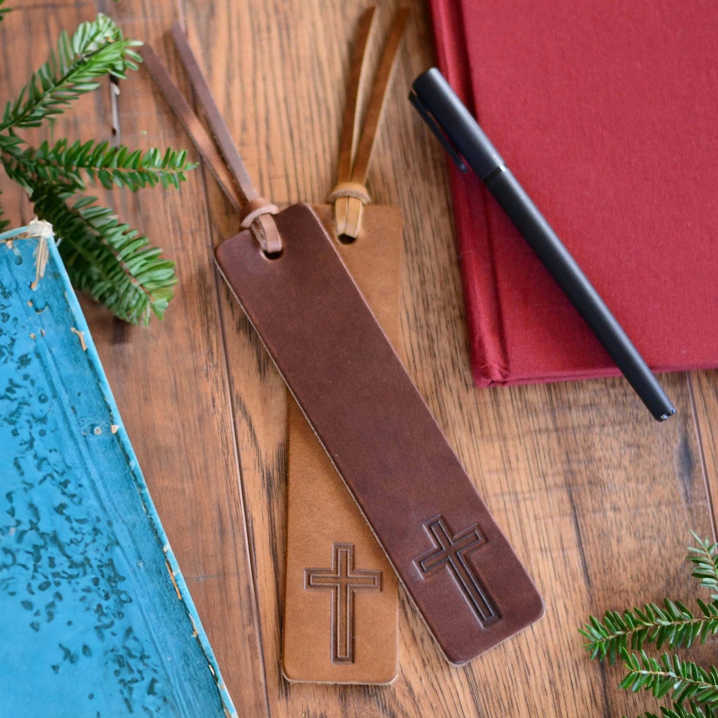 Handcrafted Leather Cross Bookmark