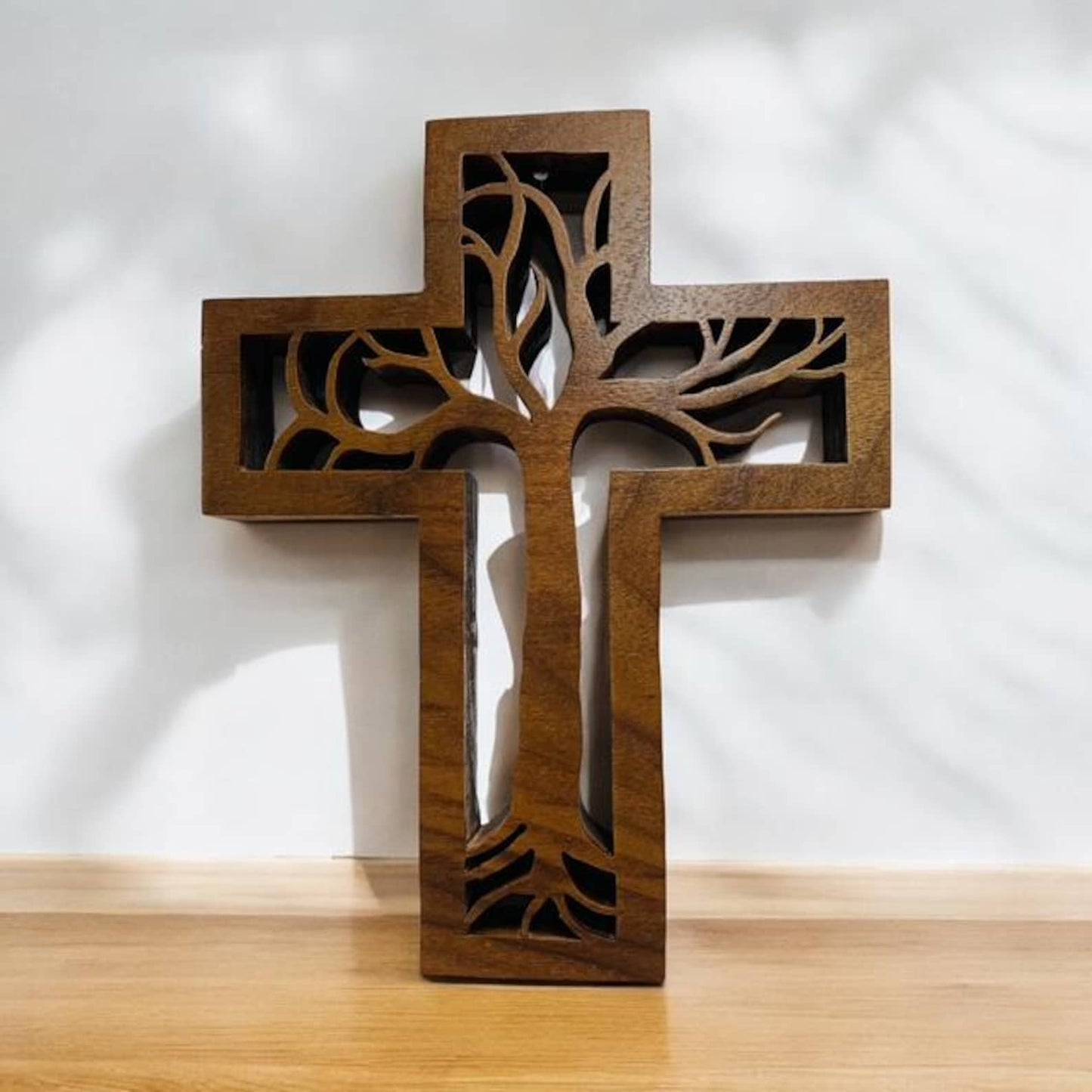 100% Hand-Carved Tree of Life Cross – A Symbol of Faith and Growth