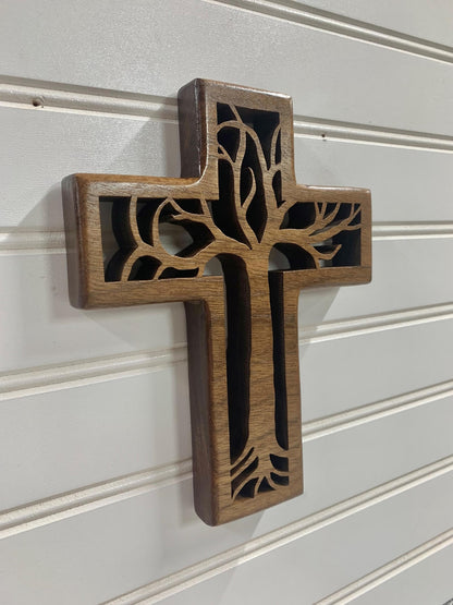 100% Hand-Carved Tree of Life Cross – A Symbol of Faith and Growth