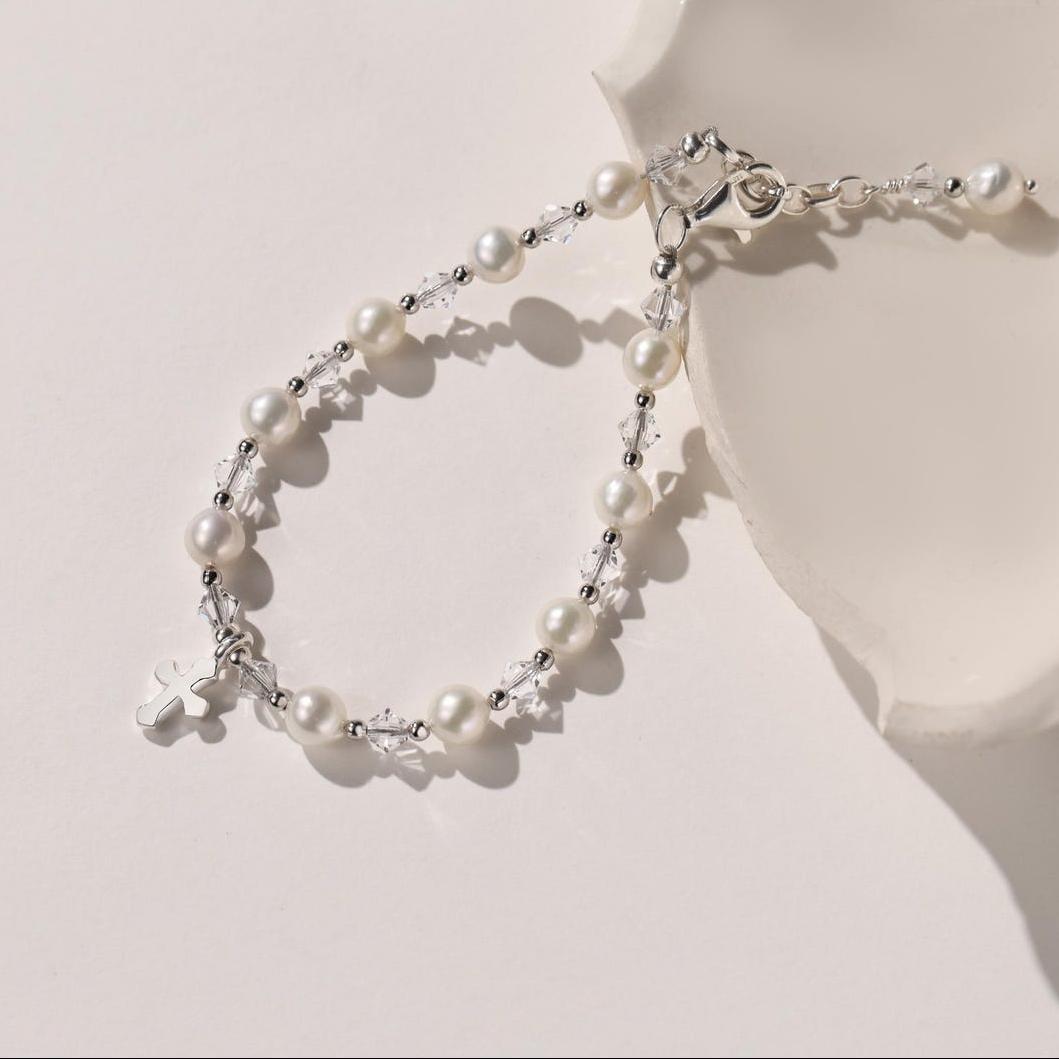 Freshwater Pearl Bracelet with Cross