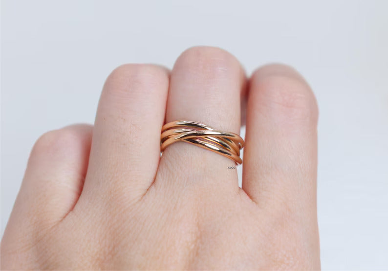 Fidget Ring for Women -Meditation Ring Spinner of 4 -Elegant Set Of Interlocking Ring -fidget ring Available In Gold- Meditation Ring