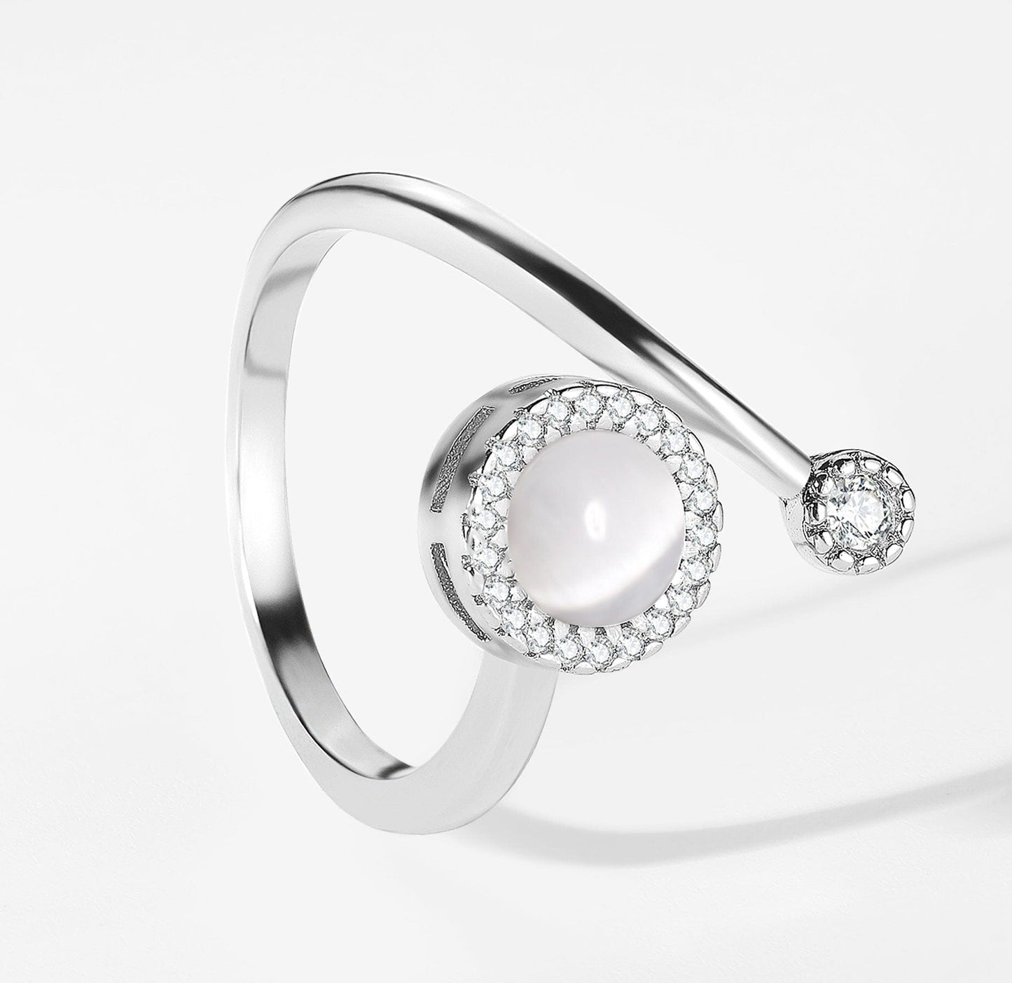 925 Sterling Silver Opal Spinner Worry Ring