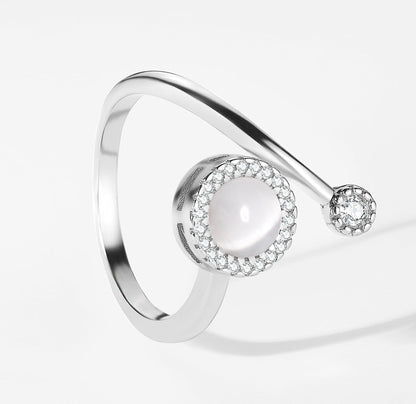 925 Sterling Silver Opal Spinner Worry Ring