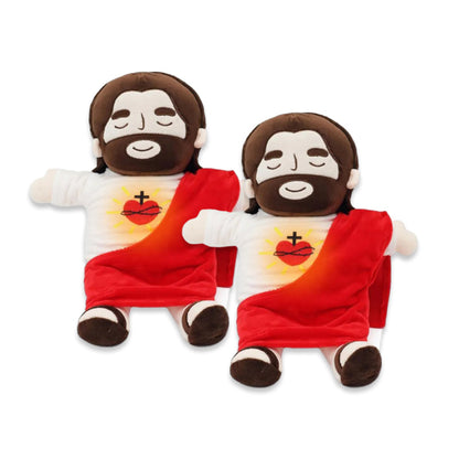Jesus Plush Toy – Breathing, Soothing Stuffed Savior Doll, Heart of Jesus for Kids, Church, Sunday School, Easter Gift