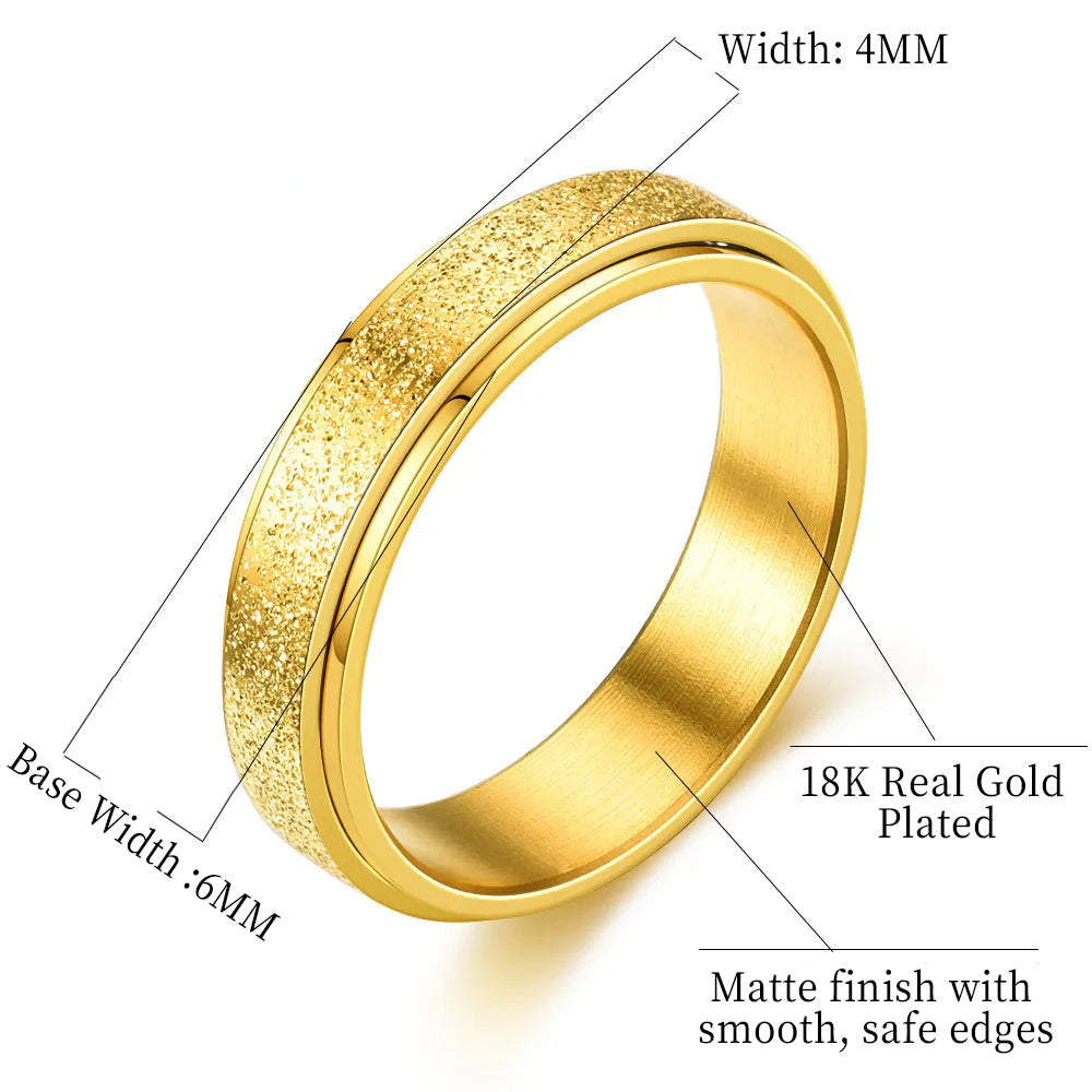 fidget/Rotation ring plated with 18k gold stress-relieving ring